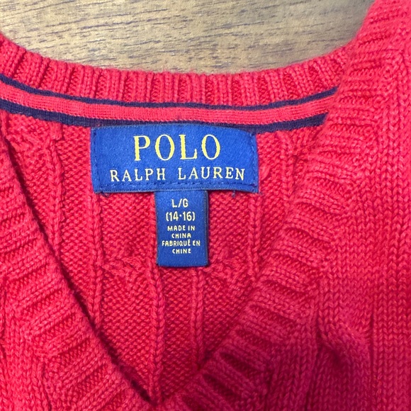 Polo by Ralph Lauren kids Red and Green Sweater Vest Set, Size 14-16 - Picture 2 of 4